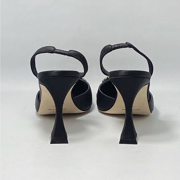 Manolo Blahnik Prietasli 90 Embellished Satin Slingback Pumps size 41.5 - Picture 6 of 11